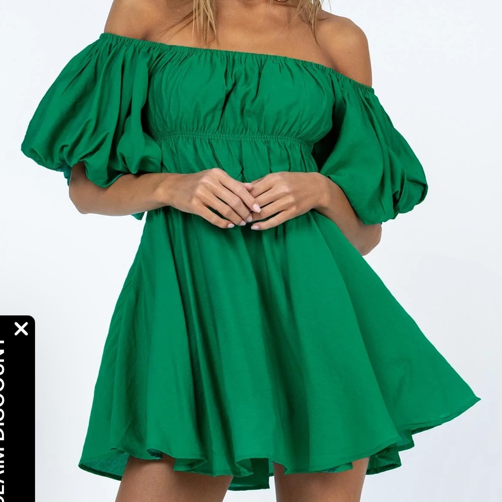Altar’d State Puff Sleeve Green Dress